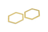 Hexagon Choker Charm, 6 Raw Brass Hexagon Charms, Pendants, Findings (39x29.5x1mm) E033
