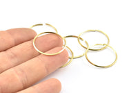 Wire Ear Hoops, 24 Raw Brass Faceted Wire Hoops, Earring Findings (25x1.3mm) E064