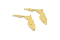Brass Florida Blank, 24 Raw Brass Florida State Blanks, Findings (17x12x1mm) E046