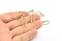 Brass Ear Hooks, 12 Raw Brass Earring Wires, Earring Hooks (21x9mm) E117