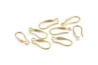 Brass Ear Hooks, 12 Raw Brass Earring Wires, Earring Hooks (19x8mm) E118