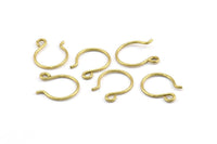 Brass Earring Wires, 50 Raw Brass Earring Wires With 1 Loop (18x15x1.2mm) BS 2286