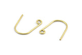 Brass Earring Wires, 50 Raw Brass Earring Wires With 1 Loop (18.5x17x1mm) BS 2084