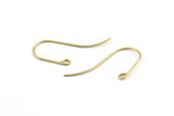 Brass Earring Wires, 50 Raw Brass Earring Wires With 1 Loop (33x13x0.8mm) BS 2091