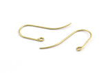 Brass Earring Wires, 50 Raw Brass Earring Wires With 1 Loop (33x13x0.8mm) BS 2091