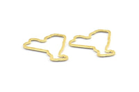 Brass New York Charm, 48 Raw Brass New York State Charms, Findings (16.5x21.5x1mm) E057