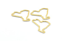 Brass New York Charm, 48 Raw Brass New York State Charms, Findings (16.5x21.5x1mm) E057