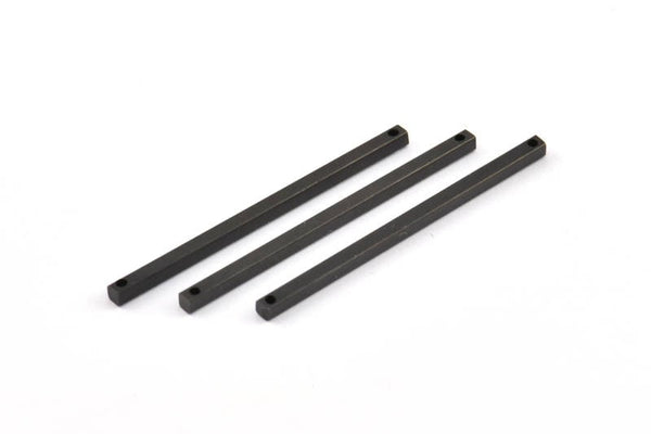 Black Necklace Bar, 6 Oxidized Brass Black Bars With 2 Holes (40x2x2mm) A0838 S1180