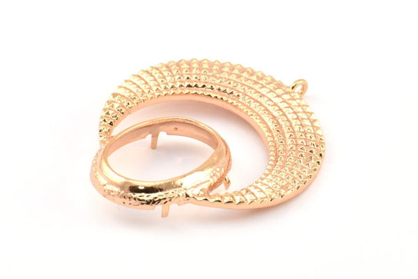 Rose Gold Crescent Pendant, 1 Rose Gold Plated Brass Crescent Pendants With 1 Loop and 15.5x20mm Pad Setting (43x34x2.8mm) BS 1885 Q0414