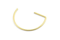 Brass Earring Wires, 24 Raw Brass D Shape Earring Wires (22x16x0.8mm) E109