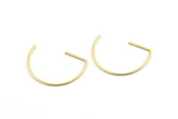Brass Earring Wires, 24 Raw Brass D Shape Earring Wires (22x16x0.8mm) E109