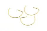 Brass Earring Wires, 24 Raw Brass D Shape Earring Wires (22x16x0.8mm) E109