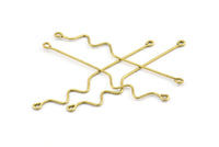 Brass Wire Connector, 50 Raw Brass Textured Twisted Wire Connector With 1 Loop, Pendants, Findings (51x0.8mm) BS 2086