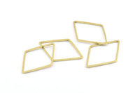 Brass Diamond Charm, 24 Raw Brass Open Diamond Ring Charms (31x21.5x1mm) E051