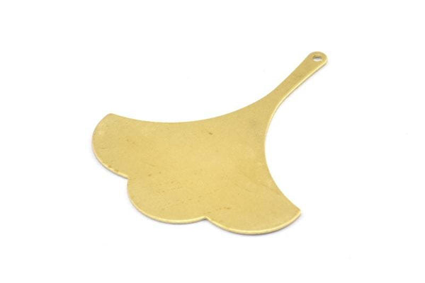 Brass Ginkgo Pendant, 12 Raw Brass Ginkgo Leaf Charms With 1 Hole (37x31x0.50mm) BS 2244