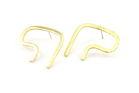 Abstract Earring Findings, 2 Raw Brass Geometric Earring Findings  (31x36x1.6mm) BS 1969