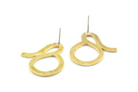 Abstract Earring Findings, 2 Raw Brass Geometric Earring Findings  (33x28x1.6mm) BS 1971