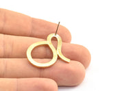Abstract Earring Findings, 2 Raw Brass Geometric Earring Findings  (33x28x1.6mm) BS 1971