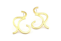 Abstract Earring Findings, 2 Raw Brass Geometric Earring Findings  (40x25x1.6mm) BS 1972