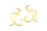 Abstract Earring Findings, 2 Raw Brass Geometric Earring Findings  (40x25x1.6mm) BS 1972