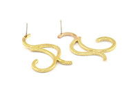 Abstract Earring Findings, 2 Raw Brass Geometric Earring Findings  (40x25x1.6mm) BS 1972