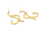 Abstract Earring Findings, 2 Raw Brass Geometric Earring Findings  (40x25x1.6mm) BS 1972