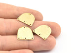 Brass D Shape  24 Raw Brass D Shape Connectors With 4 Holes  (16x17x0.60mm) E149