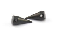 Black Spike Pendant, 2 Oxidized Brass Black Spike Tribal Pendants With 1 Hole 16x7mm) A0761 S630