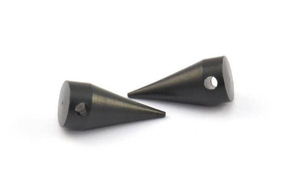 Black Spike Pendant, 2 Oxidized Brass Black Spike Tribal Pendants With 1 Hole 16x7mm) A0761 S630