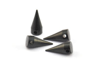 Black Spike Pendant, 2 Oxidized Brass Black Spike Tribal Pendants With 1 Hole 16x7mm) A0761 S630