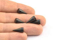 Black Spike Pendant, 2 Oxidized Brass Black Spike Tribal Pendants With 1 Hole 16x7mm) A0761 S630