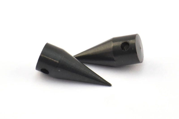 Black Spike Charm, 5 Oxidized Brass Black Spike Tribal Pendant (15x6mm) A0760 S633
