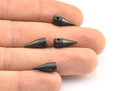 Black Spike Charm, 5 Oxidized Brass Black Spike Tribal Pendant (15x6mm) A0760 S633