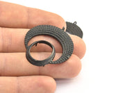 Black Crescent Pendant, 2 Oxidized Brass Black Crescent Pendants With 1 Loop and 15.5x20mm Pad Setting (43x34x2.8mm) BS 1885 S377