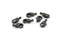 Black Parrot Clasp, 24 Oxidized Brass Black Lobster Claw Clasps (10x5mm) A0364 S371