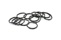 Black Faceted Ring, 6 Oxidized Brass Black Faceted Rings, Connectors (20mm) N0503 S471