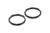 Black Faceted Ring, 6 Oxidized Brass Black Faceted Rings, Connectors (20mm) N0503 S471