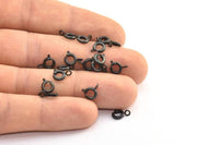 9mm Black Clasps, 20 Oxidized Brass Black Round Ring Clasps (6mm) BS 1706 A0426 S367