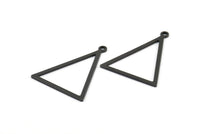 Black Triangle Pendants, 6 Oxidized Brass Black Triangles with 1 Loop (34x27x1mm) BS 2327 S366