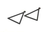 Black Triangle Pendants, 6 Oxidized Brass Black Triangles with 1 Loop (34x27x1mm) BS 2327 S366