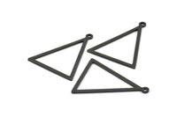 Black Triangle Pendants, 6 Oxidized Brass Black Triangles with 1 Loop (34x27x1mm) BS 2327 S366