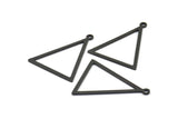 Black Triangle Pendants, 6 Oxidized Brass Black Triangles with 1 Loop (34x27x1mm) BS 2327 S366