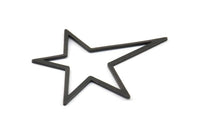 Black Star Charm, 5 Oxidized Brass Black Long Star Charm, Brass Findings (51x47x1mm) BS 1803 S365