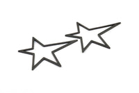 Black Star Charm, 5 Oxidized Brass Black Long Star Charm, Brass Findings (51x47x1mm) BS 1803 S365