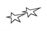 Black Star Charm, 5 Oxidized Brass Black Long Star Charm, Brass Findings (51x47x1mm) BS 1803 S365