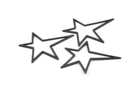 Black Star Charm, 5 Oxidized Brass Black Long Star Charm, Brass Findings (51x47x1mm) BS 1803 S365