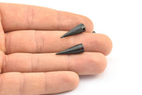 Spike Tribal Pendant, 3 Oxidized Brass Black Spike Tribal Pendants (22x7mm) A0764 S635