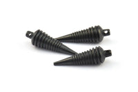Black Spike Pendant, 2 Oxidized Brass Black Spike Tribal Pendants With 1 Loop (27x8mm) A0759 S628