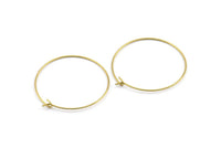 Brass Earring Wires, 25 Raw Brass Earring Studs, Wire Hoops (35x0.8mm) E183