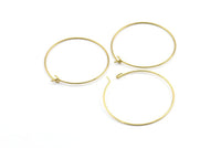 Brass Earring Wires, 25 Raw Brass Earring Studs, Wire Hoops (35x0.8mm) E183